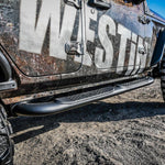 Load image into Gallery viewer, Westin 18-22 Jeep Wrangler JLU 4dr Platinum 4 Oval Nerf Step Bars - Tex. Blk