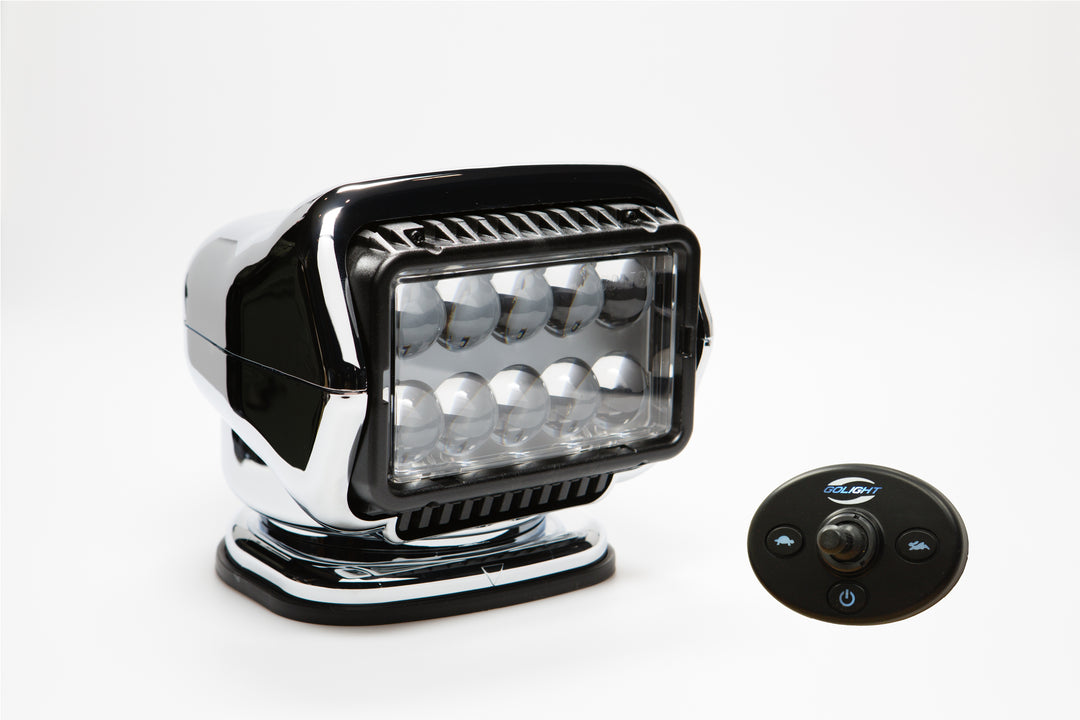 GOLIGHT LED SPOT PERMANENT HARD WIRED DASH MOUNT REMOTE-20' HARNESS CHROME