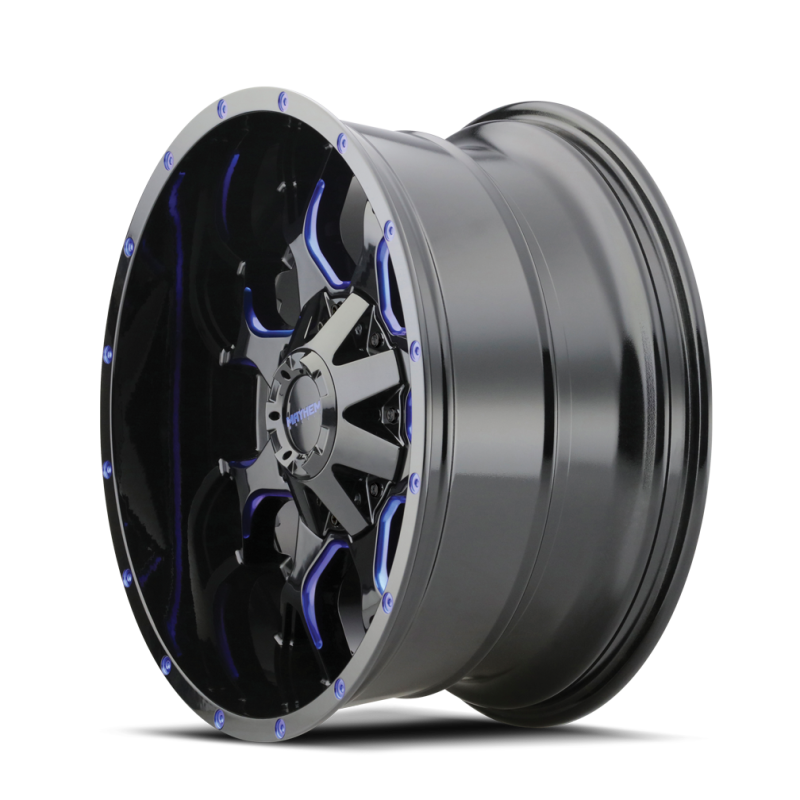 Mayhem 8015 Warrior 20x10 / 6x135 BP / -25mm Offset / 106mm Hub Black w/ Prism Blue Wheel