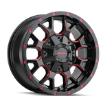 Load image into Gallery viewer, Mayhem 8015 Warrior 20x10 / 6x135 BP / -25mm Offset / 106mm Hub Black w/ Prism Red Wheel
