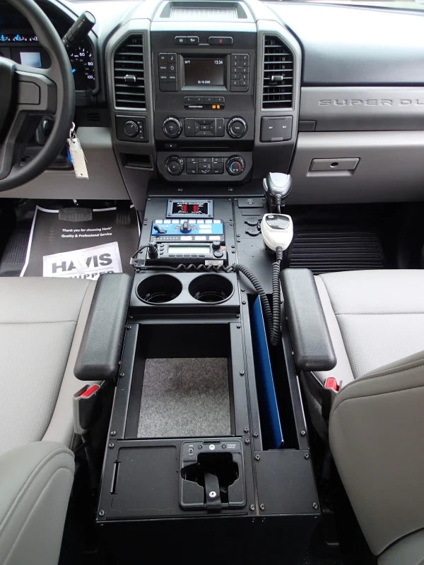 Havis Vehicle-Specific 30" Wide Flat Console for 2017-2022 Ford F-250, 350, 450 XL & XLT Super Duty pickup, F-450 & 550 cab chassis, 2015-2020 F-150 SSV, 2018-2020 F-150 Responder, 2015-2020 Ford F-150 XL & XLT pickup