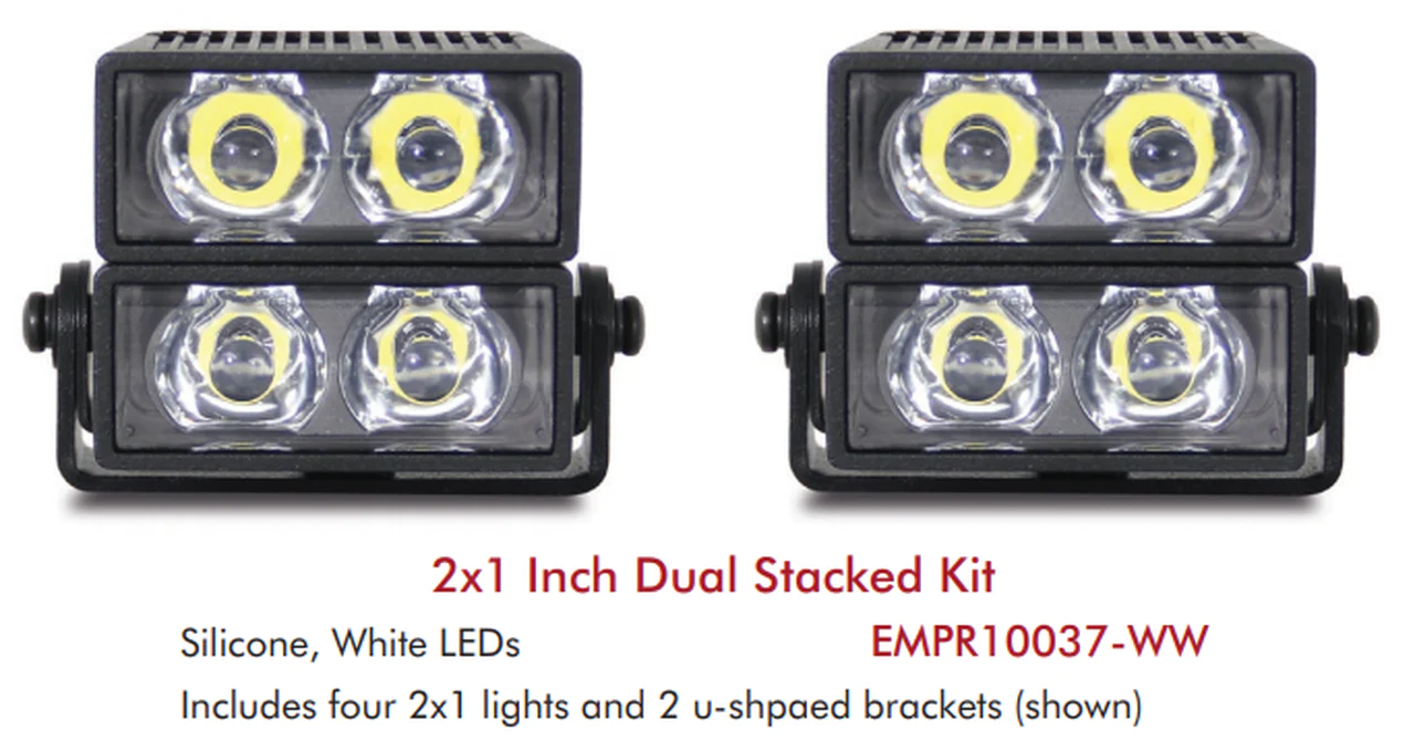 SoundOff Signal mpower   HP 2x1 Dual Stacked Light Kit, Includes (4) 2x1 lights, (2) U- Shaped Brack