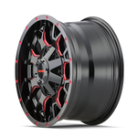 Load image into Gallery viewer, Mayhem 8015 Warrior 20x10 / 6x135 BP / -25mm Offset / 106mm Hub Black w/ Prism Red Wheel
