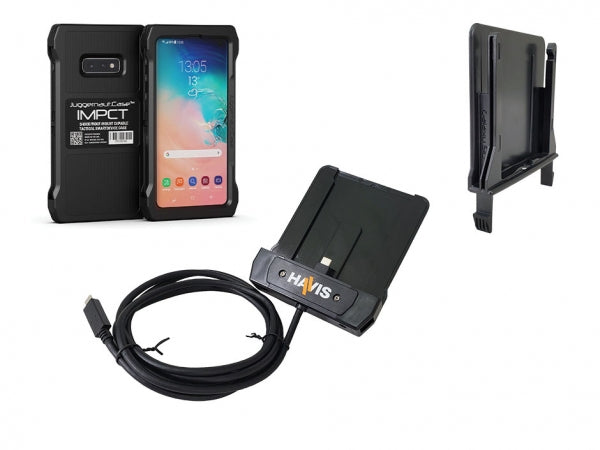 Havis Samsung Galaxy S10e Package - Havis Phone Dock with Adapter & Juggernaut.Case IMPCT Smartphone